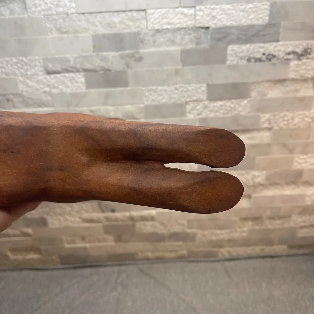 Vtg MCM‎ Hand Carved Wood Cat Panther Stalking Figurine 16